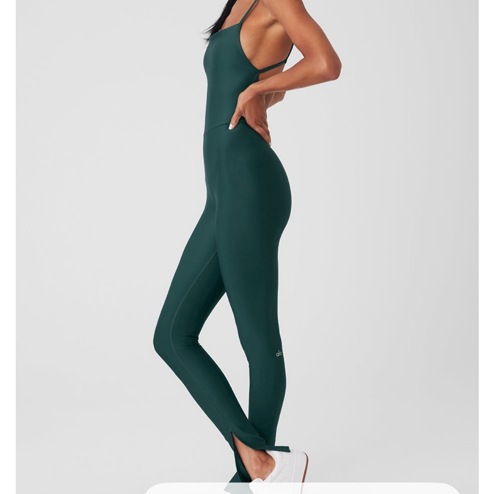 ALO Yoga disco daze airlift jumpsuit onesie. Midnight green XS NWT Sold out. - Picture 5 of 5